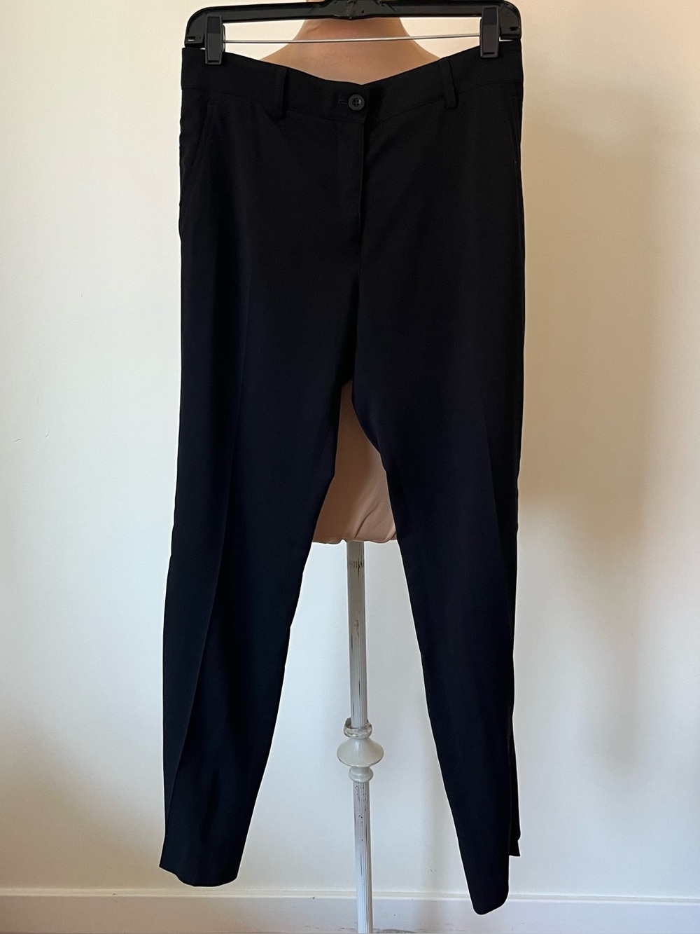 QL2 Quelledue Perkins Fleece Wool Straight Leg Black Dress Pants Trousers Sz 42